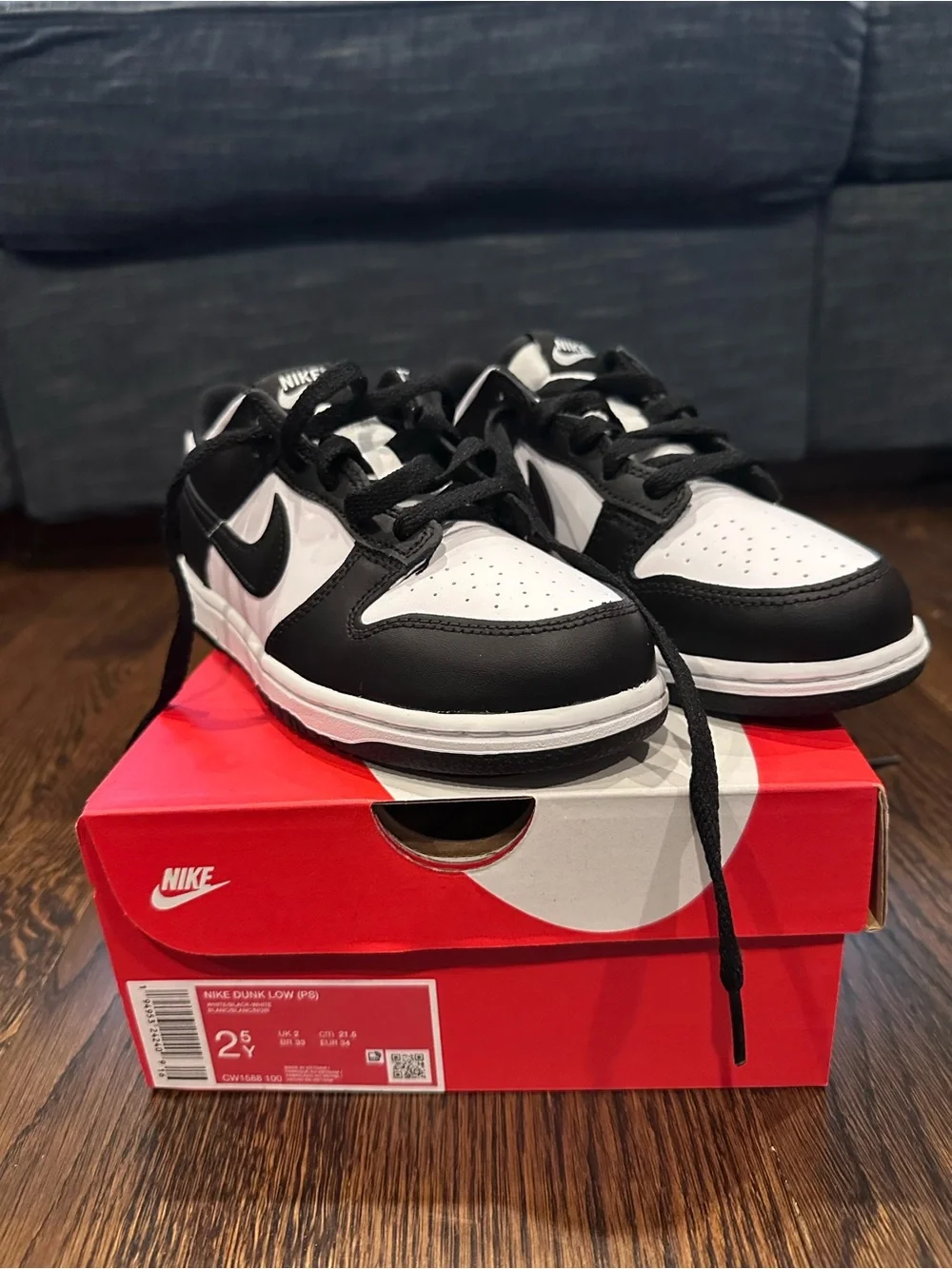 Nike Dunk Low Black White Panda Kids Size 2.5Y Brand New